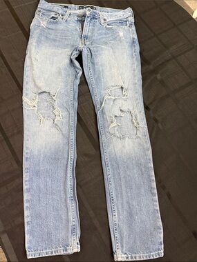 Hollister Light Blue Distressed Straight-Leg Jeans